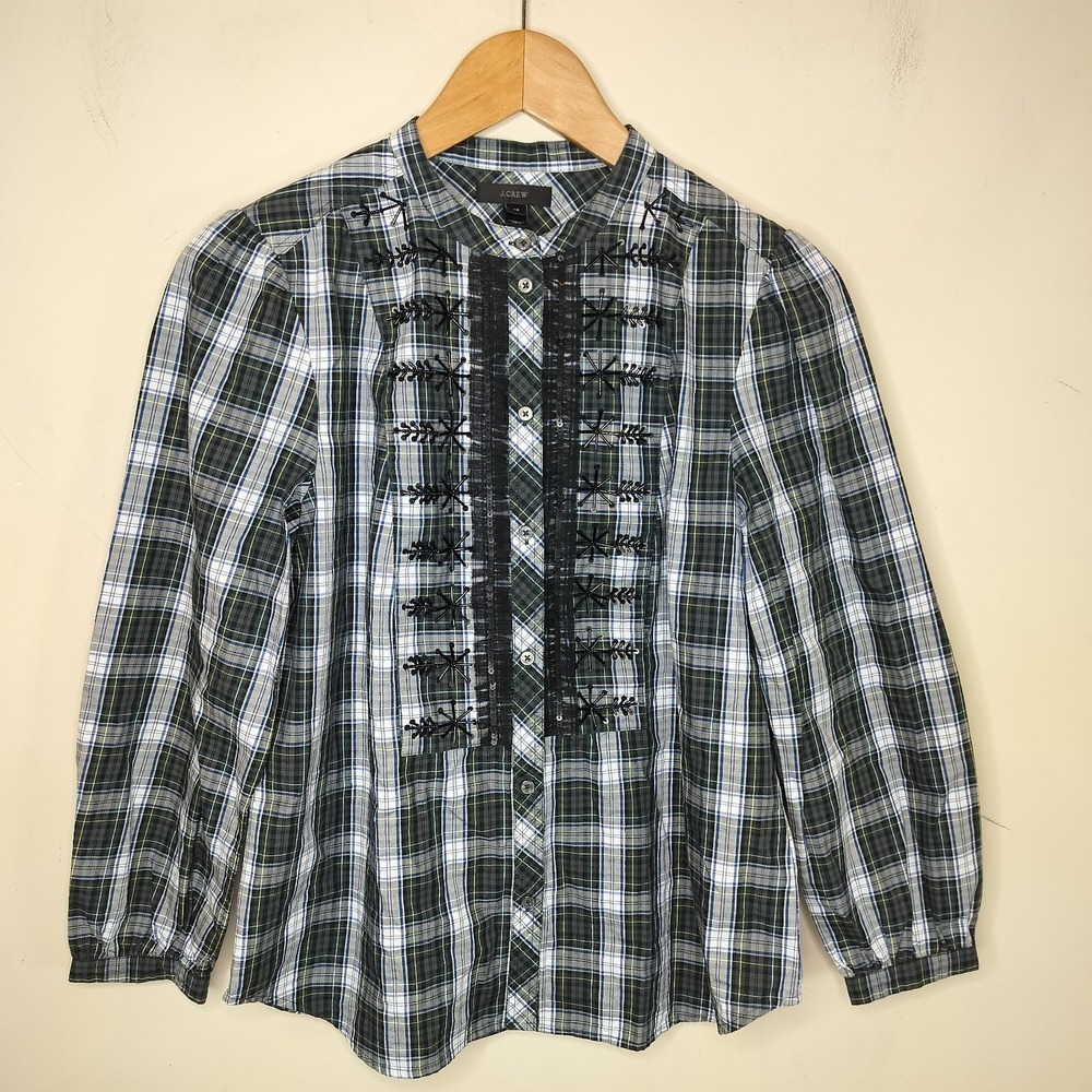 J.‎ Crew Plaid Beaded Shirt Button Down Cotton